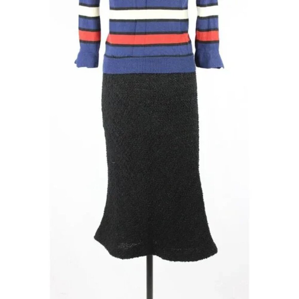 MARELLA Black Wool Blend Boucle Knit Fishtail Trumpet Midi Skirt, Size 8